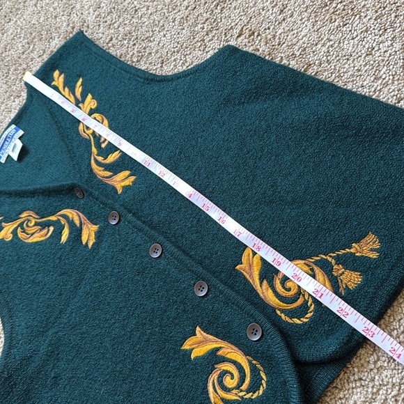 Vintage Pendleton Wool Green Gold Detail Embroidered Button Up Vest - Picture 5 of 6
